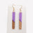 Resin Wooden Stick Rectangular Pendant Earrings