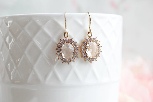 Sparkling Clear Glass Earrings | Oval Drop Earrings