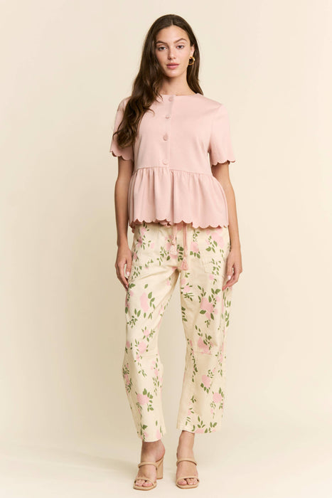 FLORAL PRINT BARREL JEANS