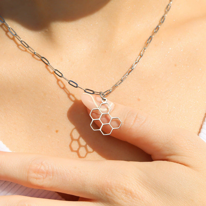 18K Gold PVD Stainless Steel Honeycomb Charm