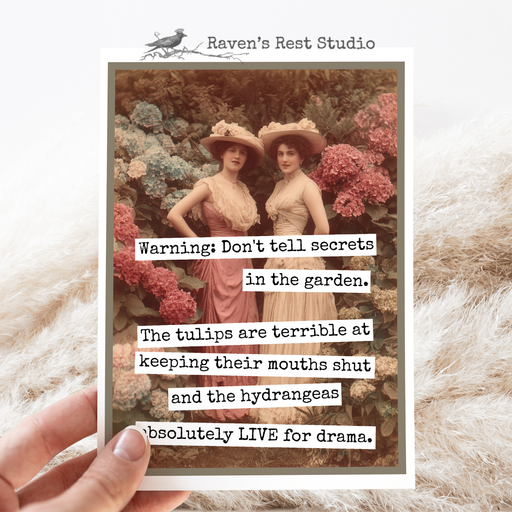 Greeting Card. Vintage. Don't Tell Secrets In The Garden 2