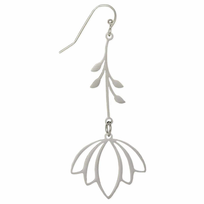 Vintage Floral Silver Linear Earrings