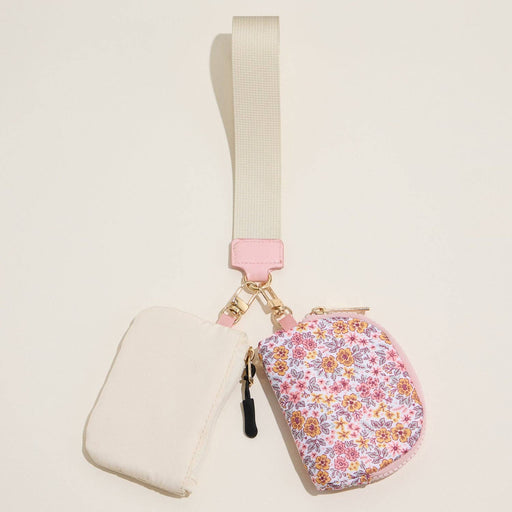 Floral Nylon Dual Pouch Wristlet