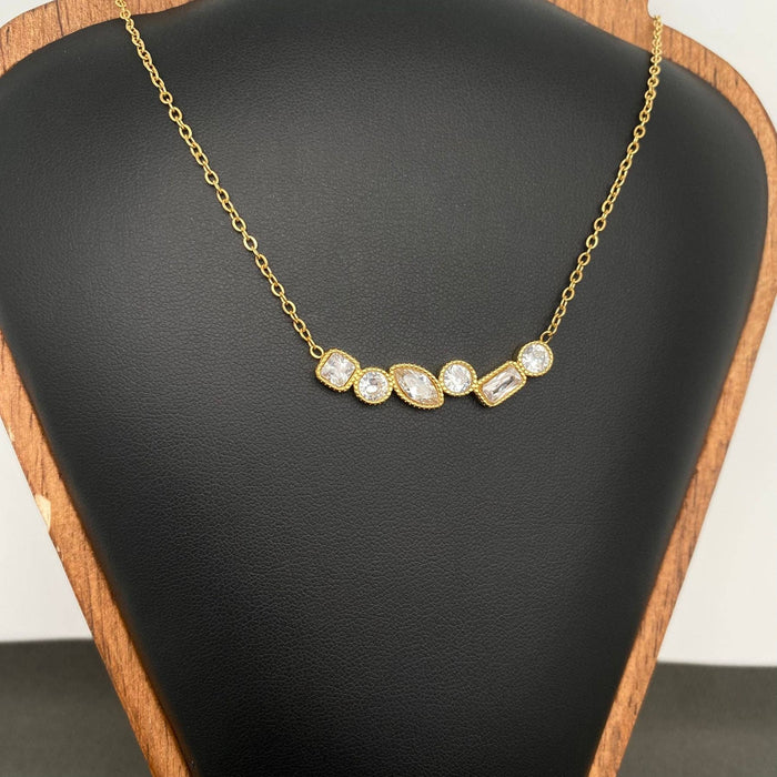 Sparkling geometric zircon 18K Golden S.Steel Necklace