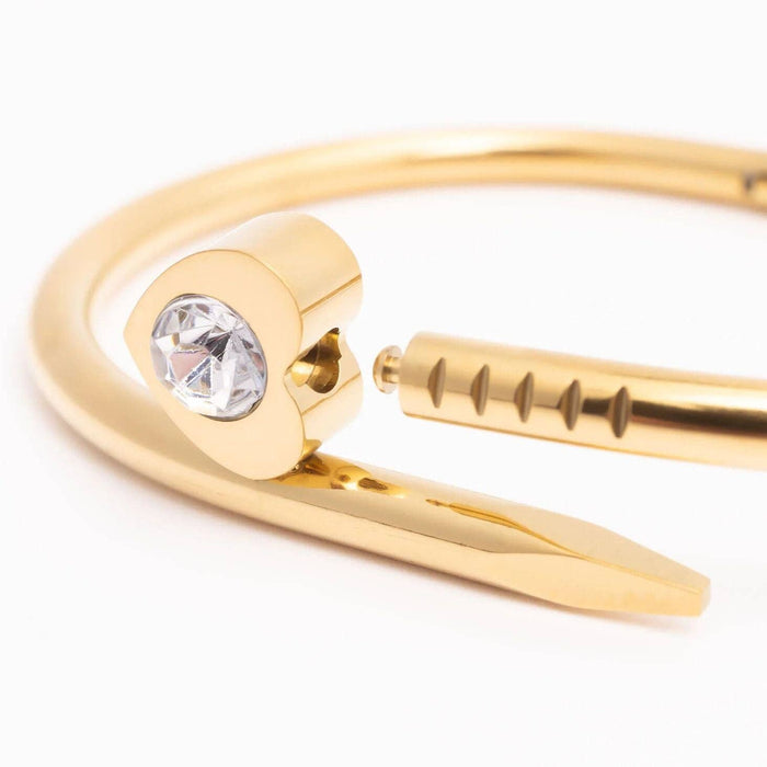 18K Gold PVD Stainless Steel Heart with Stone Bangle