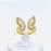 Golden Rhinestone Butterfly Opening Adjustable Ring