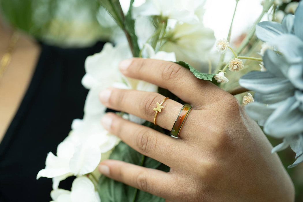 18k Gold PVD Coated Stainless Steel Symbol Stacking Rings