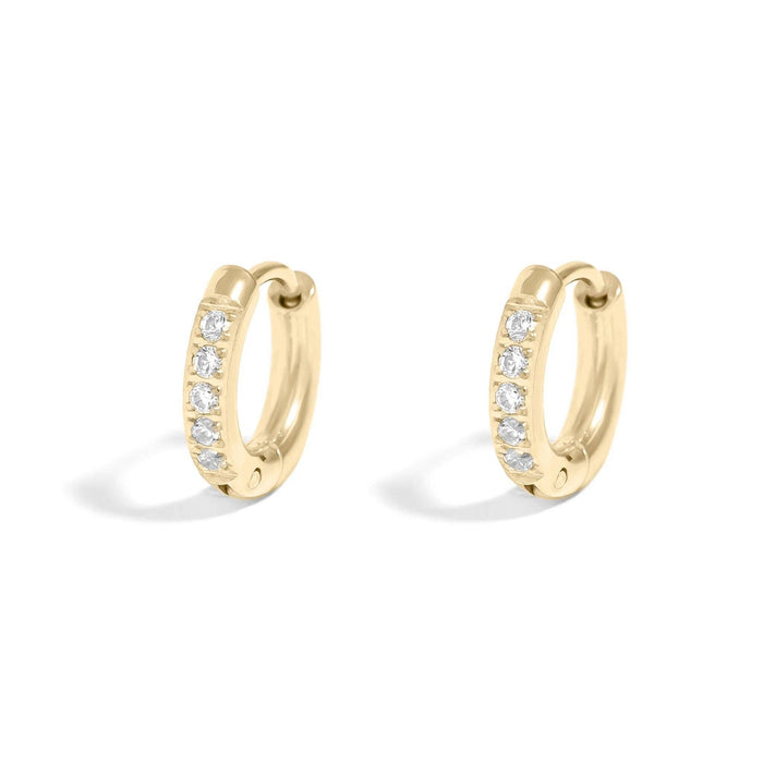 14K Gold Filled PLUS CZ Stone Huggie Earrings