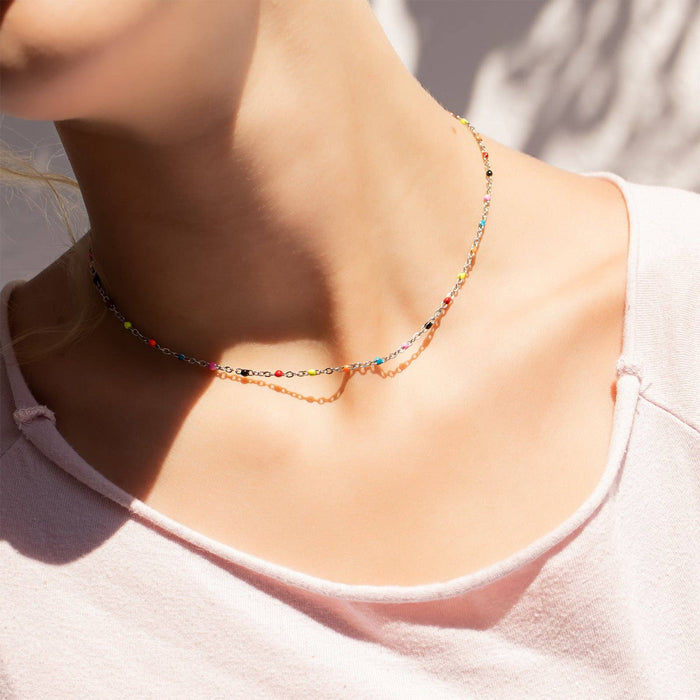 18K Gold PVD Stainless Steel Multi Confetti Chain Necklace