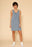 Denim scoop neck overall dress