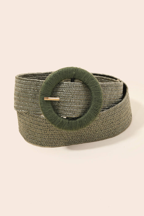 Round Buckle Braided Belt