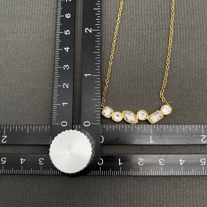 Sparkling geometric zircon 18K Golden S.Steel Necklace