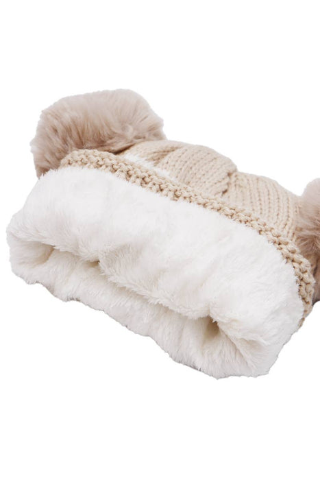Sleeping Owl Fuzzy Fleece Chunky Knitted Beanie