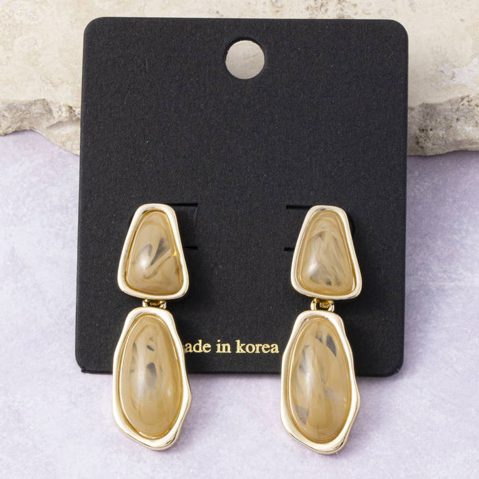 Marbled Cabochon Double Drop Earrings
