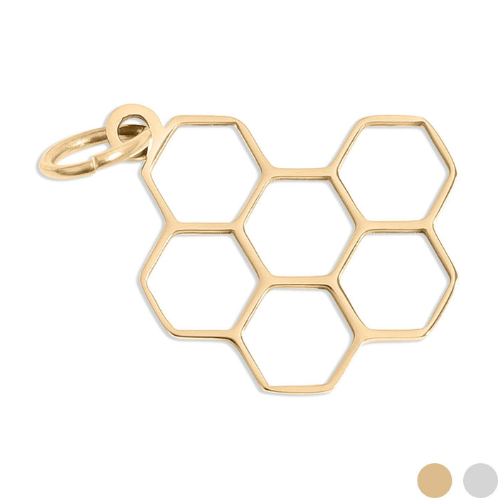 18K Gold PVD Stainless Steel Honeycomb Charm