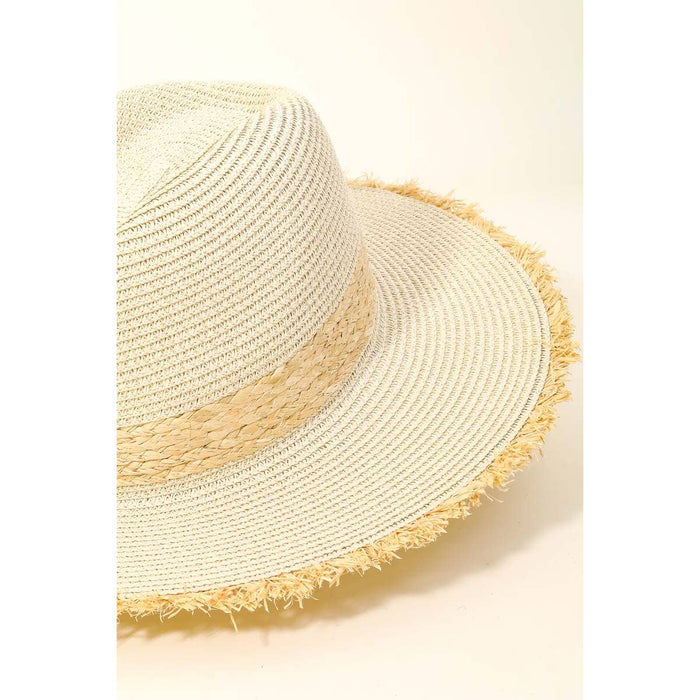 Straw Braided Fringe Fedora Hat