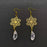 White Crystal Gold Plated Snowflakes Charm Dangle Earrings