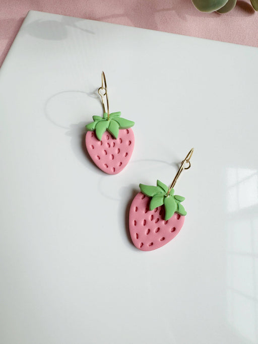 Strawberry Hoops | Polymer Clay Earrings