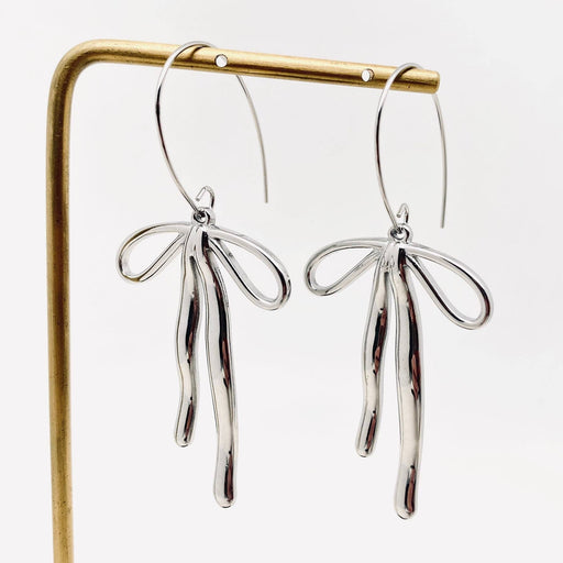 18k Gold Stainless Steel Bow Dangle Earrings - FGS