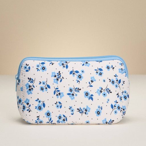 Blue Neoprene Floral Pouch