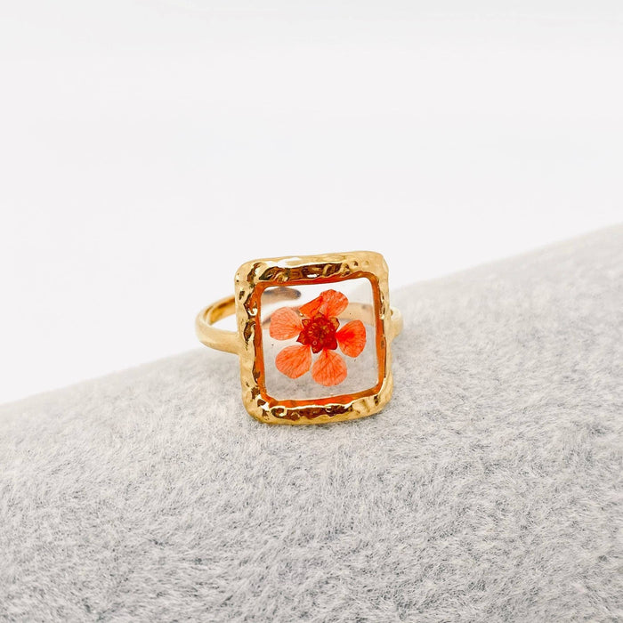 18K Gold Plated Stainless Steel Floral Ring - FGS/PDF