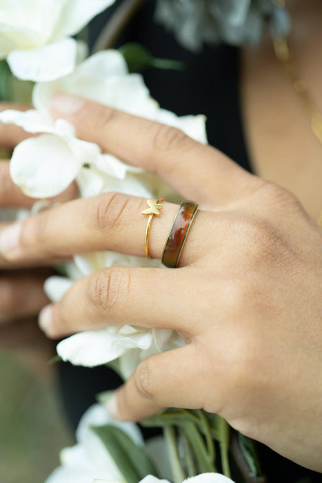 18k Gold PVD Coated Stainless Steel Symbol Stacking Rings