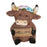 highland cow with welcome statue