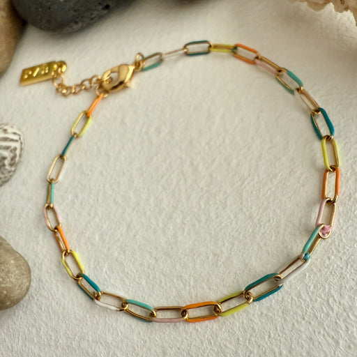 "Bayside" Paperclip Chain Bracelet in Enamel & Gold