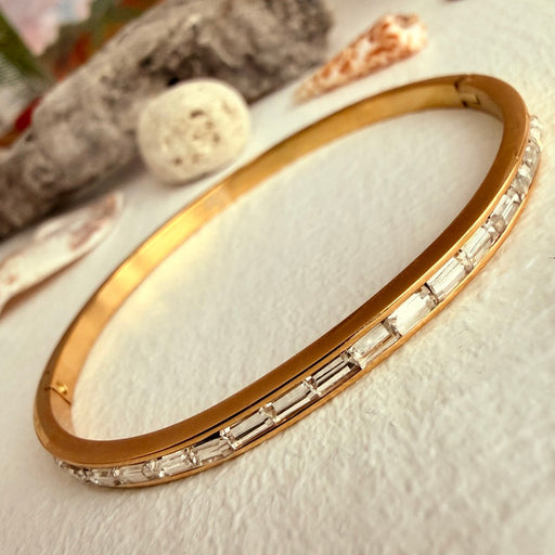"Avery" Baguette Bangle in Gold