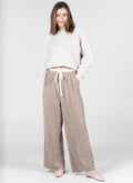 HEATHER BROWN DBL WAIST TIE PANTS