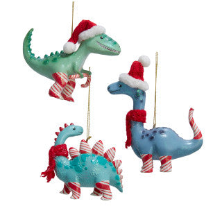 Orn Dino Candy Cane Ln