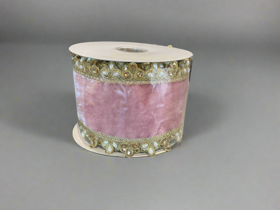 Ribbon 4" 5 Yd Pink/Gold