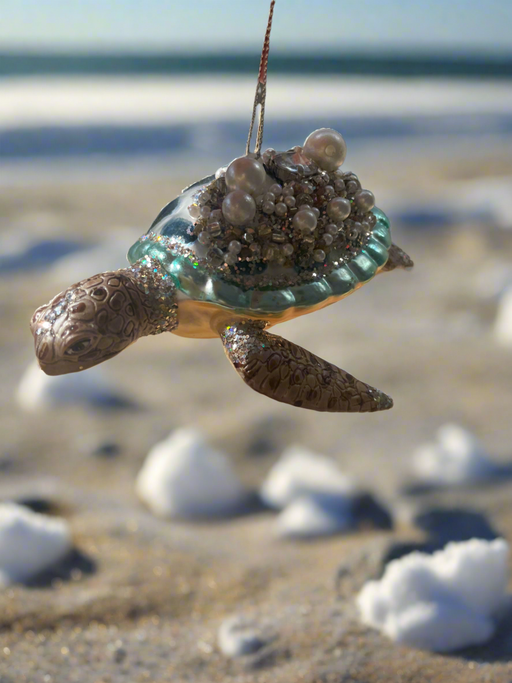 sea turtle glass ornament