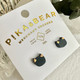 BLACK "Mew" Porcelain Cat Face Stud Earrings