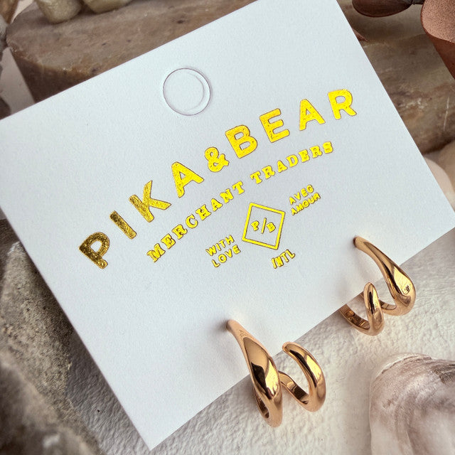 GOLD "Callisto" Double Wave Hoop Earrings