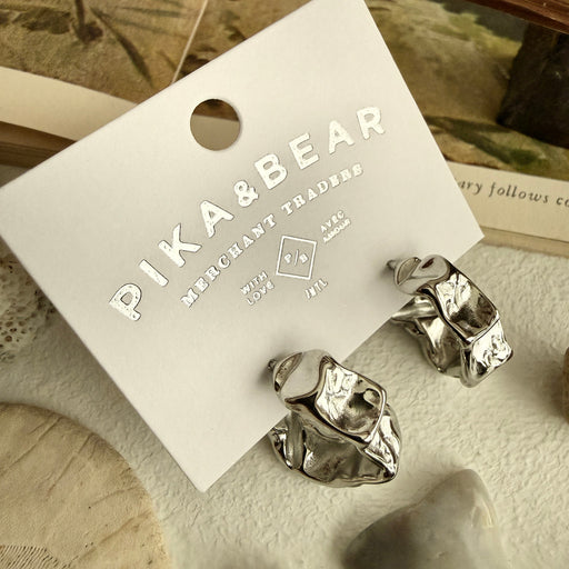 SILVER "Christo" Textured Hoop Earrings