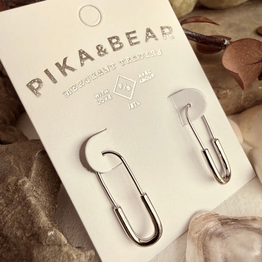 SILVER "Noa" Safety Pin Hoop Earrings