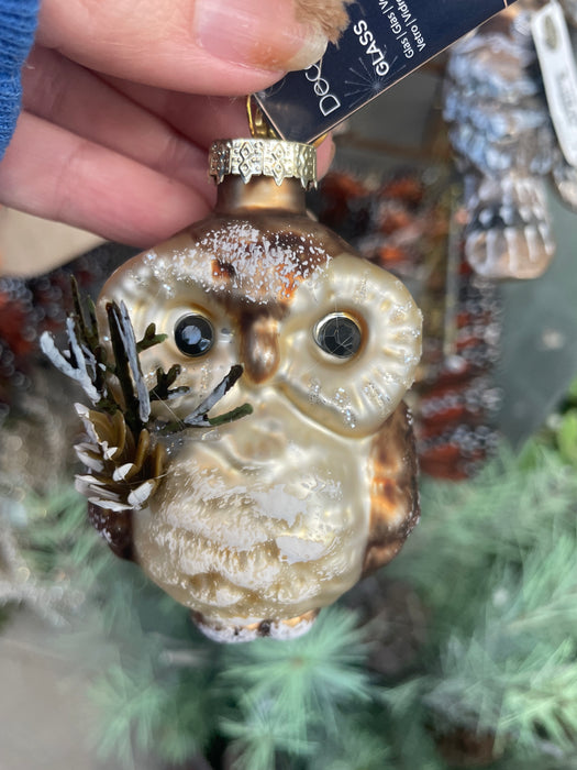 Orn. Owl Brown Glass
