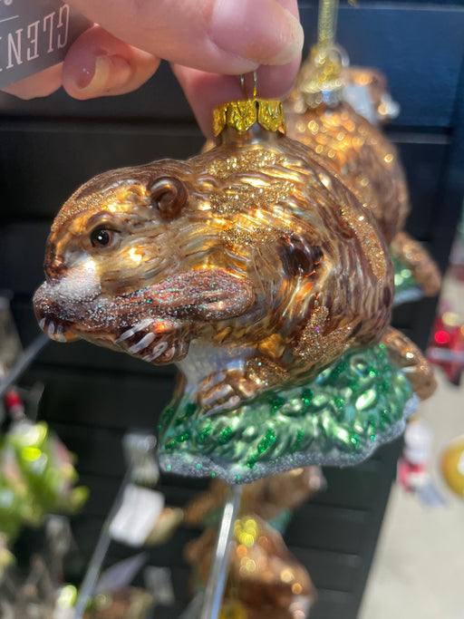 beaver glass orn