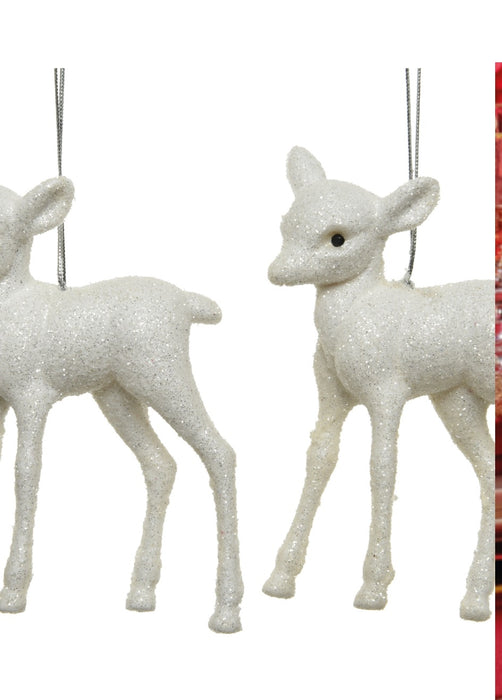Orn Deer White w/ Glitter