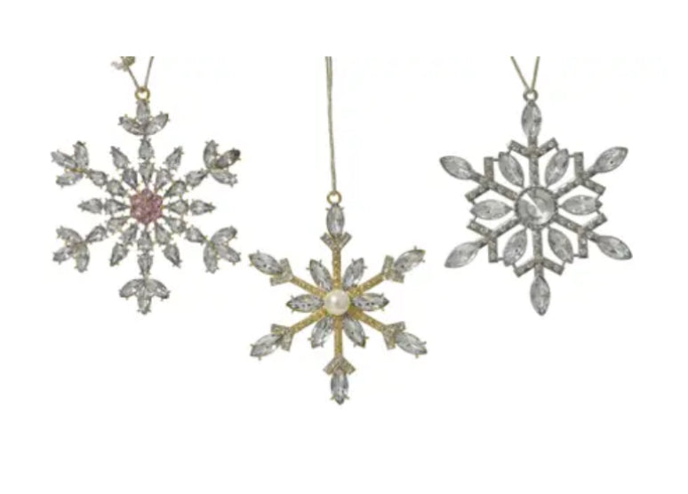 Orn Snowflake Clear w/Gems