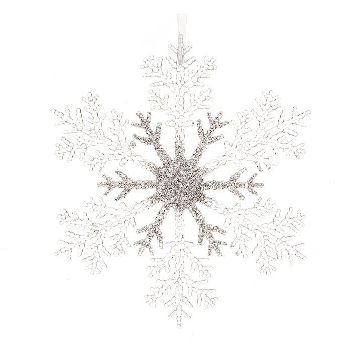 Orn Snowflake Silver/Transparent 21cm