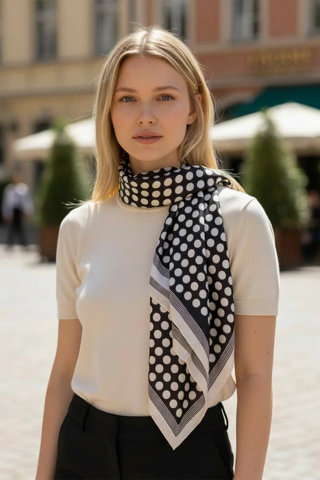 POLKA DOT SCARF BK 27.5" SQ