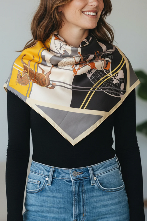 EQUESTRIAN SQ SCARF BK 27.5"