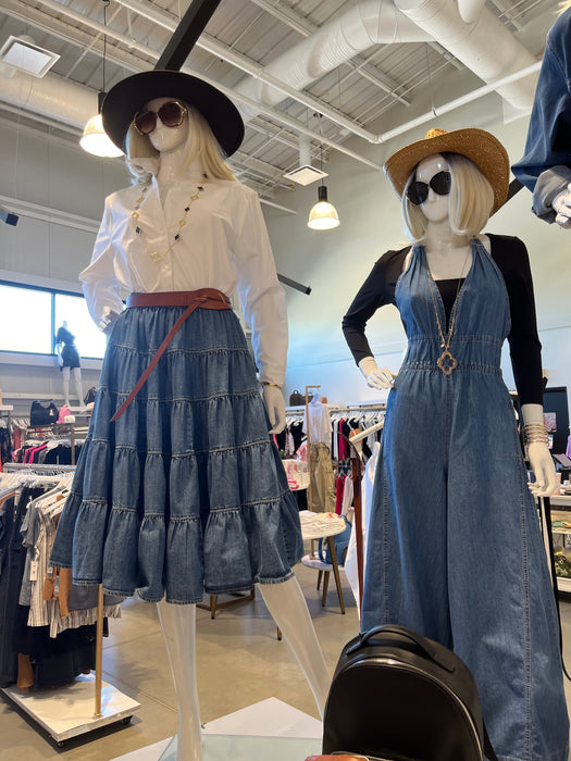 Chambray swing skirt clearance