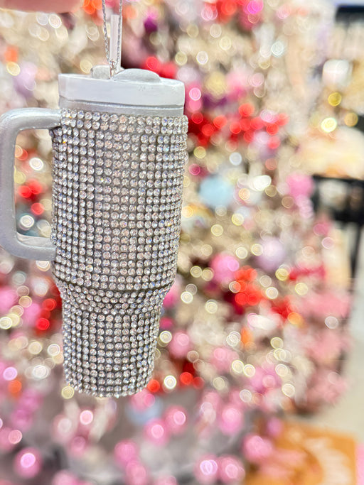 Orn. Crystal Mug with Straw 4"