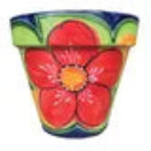 Pot Talavara Standard Rose w/Leaves Floral 4 Sizes Red, Yellow, Green & Blue