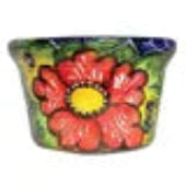 Planter Malloquina Rosa w/Leaves Blue, Green, Red & Yellow 4 Sizes