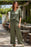 GREEN SATIN V NECK TOP