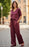 BURGUNDY SATIN TIE WAIST PANT
